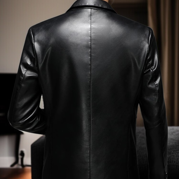 중년 점퍼 코트 얇은 가죽 남 코트 정장 코트 정장 세트 점퍼 코트 중년 가죽 남 얇은 코트