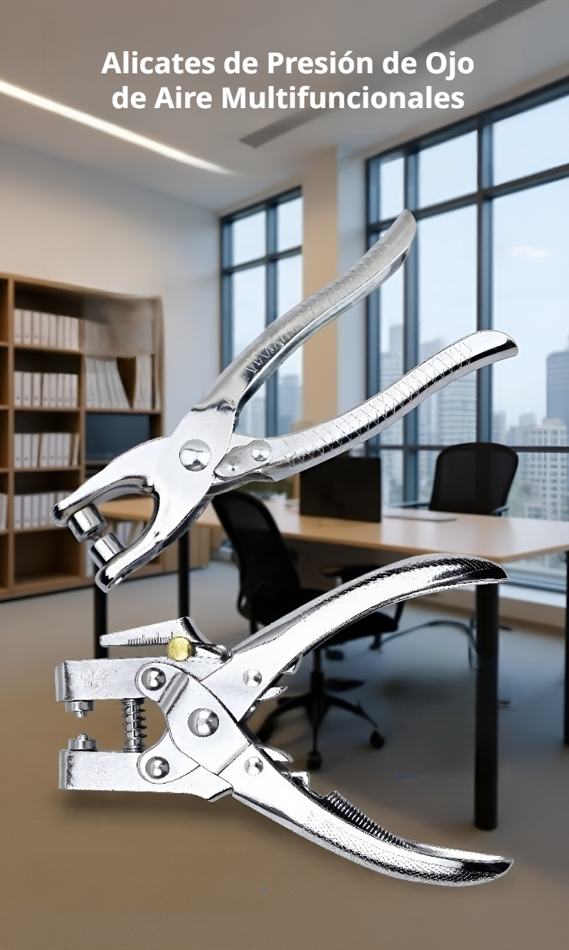 Herramienta de perforación y colocación de ojales integrada en uso