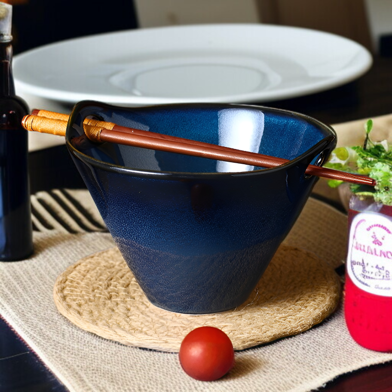 日本の窯麺鉢陶器帽子鉢家庭用ラーメン鉢両耳鉢創作食器食用麺鉢スープ鉢サラダ鉢