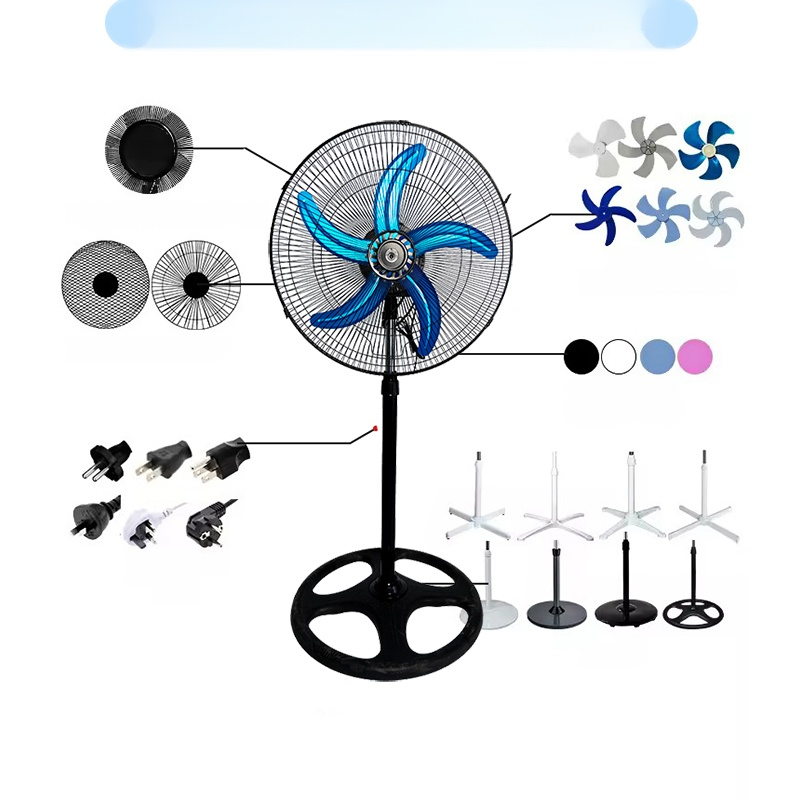 Ventilador de pie oscilante con aspas de metal para hogar, oficina y dormitorio