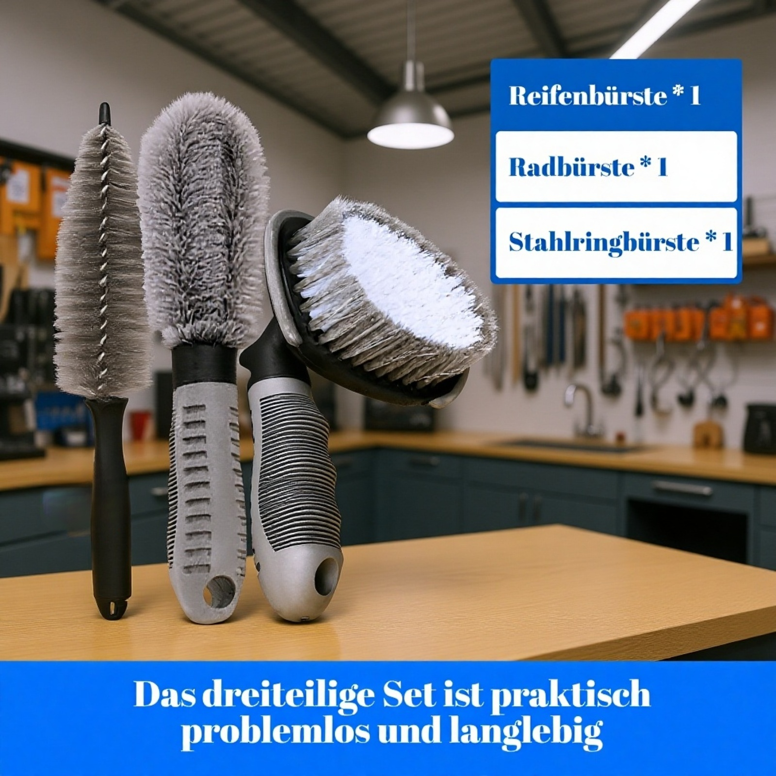 Starkes Reinigungsbürsten-Set für Autoreifen