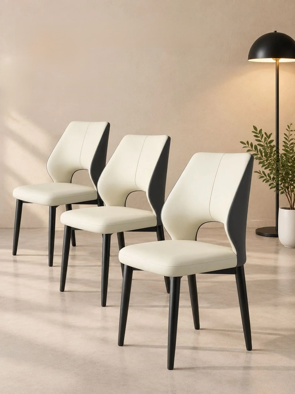 Nordic modern hollow-back dining chair in a contemporary dining room