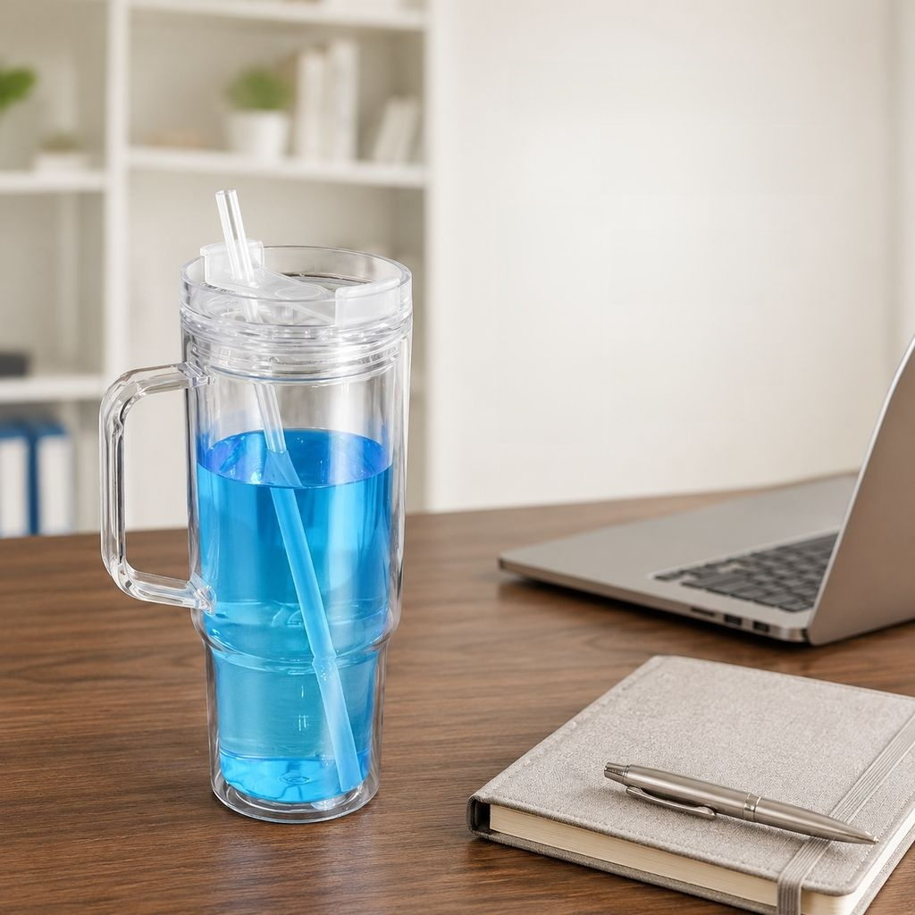 Double-Layer Plastic Cup with Lid