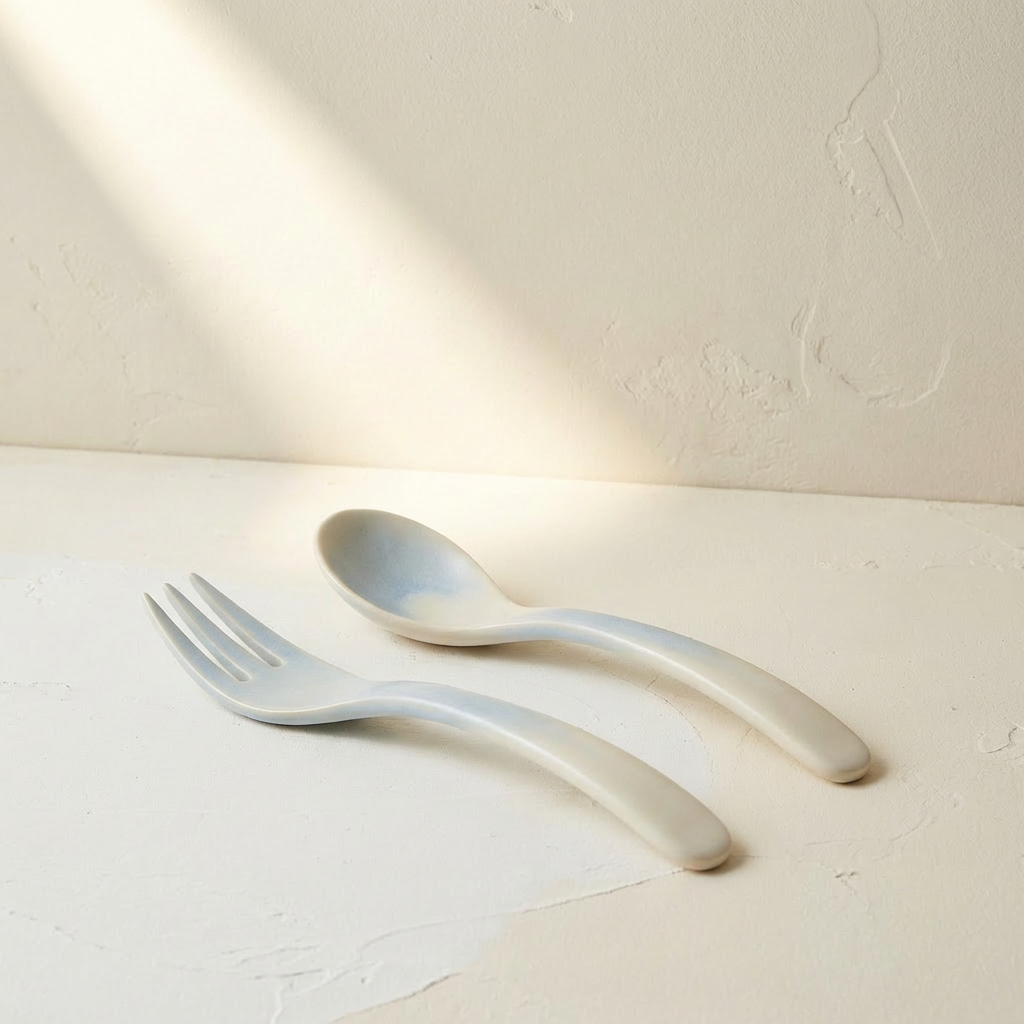 Juego de cucharas y tenedores de cerámica (4 piezas)