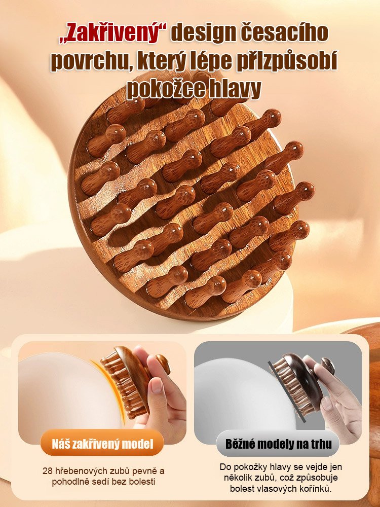 Masážní hřeben z dřeva zlatého santalového dřeva