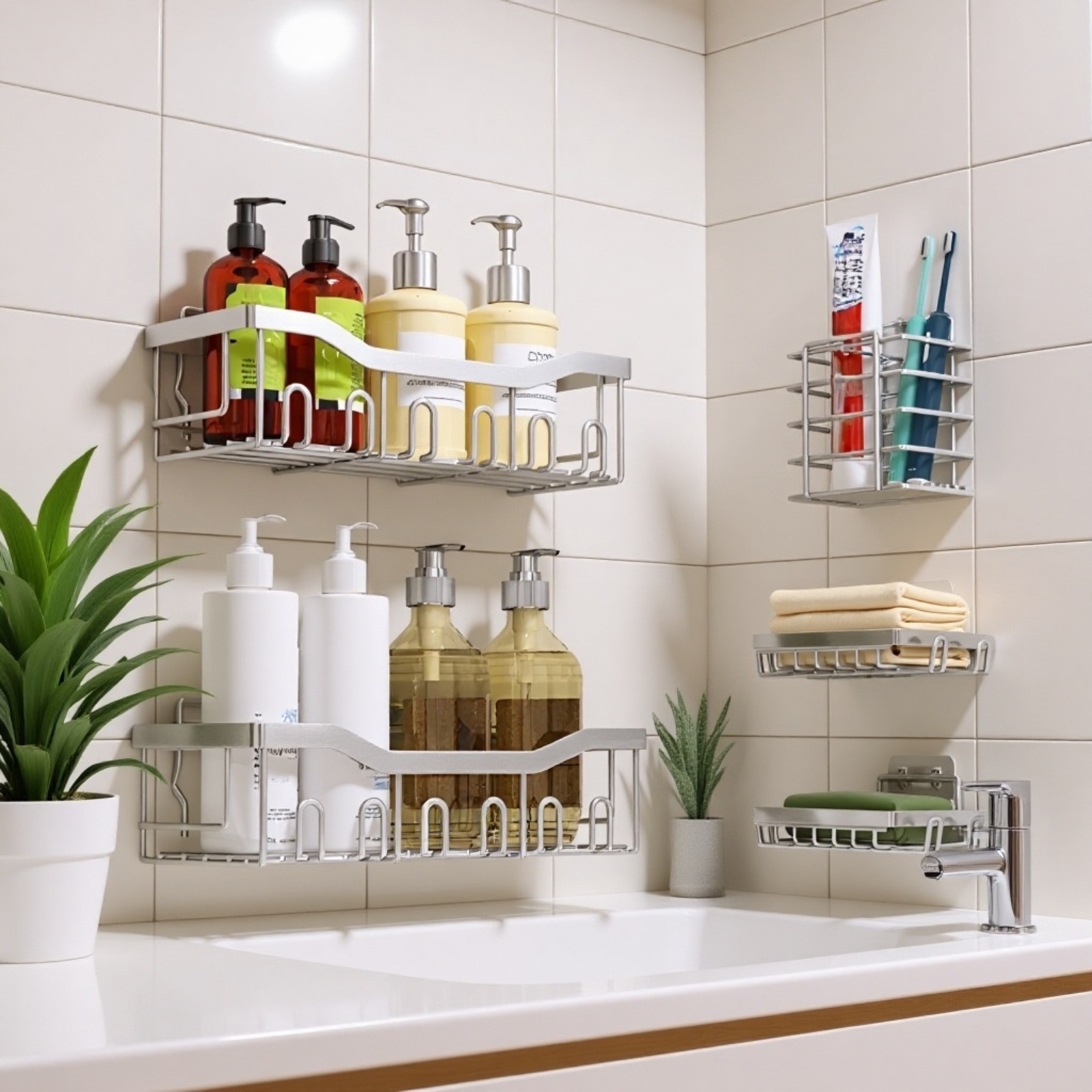 Półka łazienkowa bez wiercenia montowana na ścianie