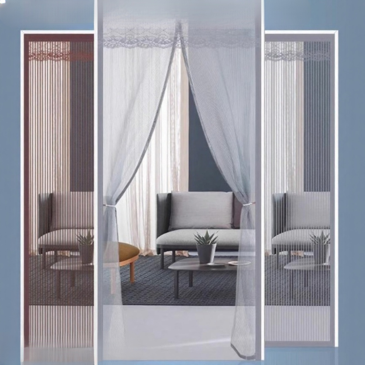 가정용 모기문발 전자석흡입문 자착면타공망 여름 모기문발