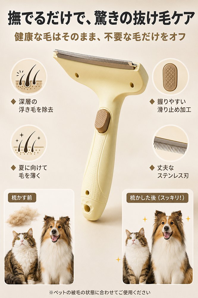 犬猫用 アーチ型抜け毛取りブラシ