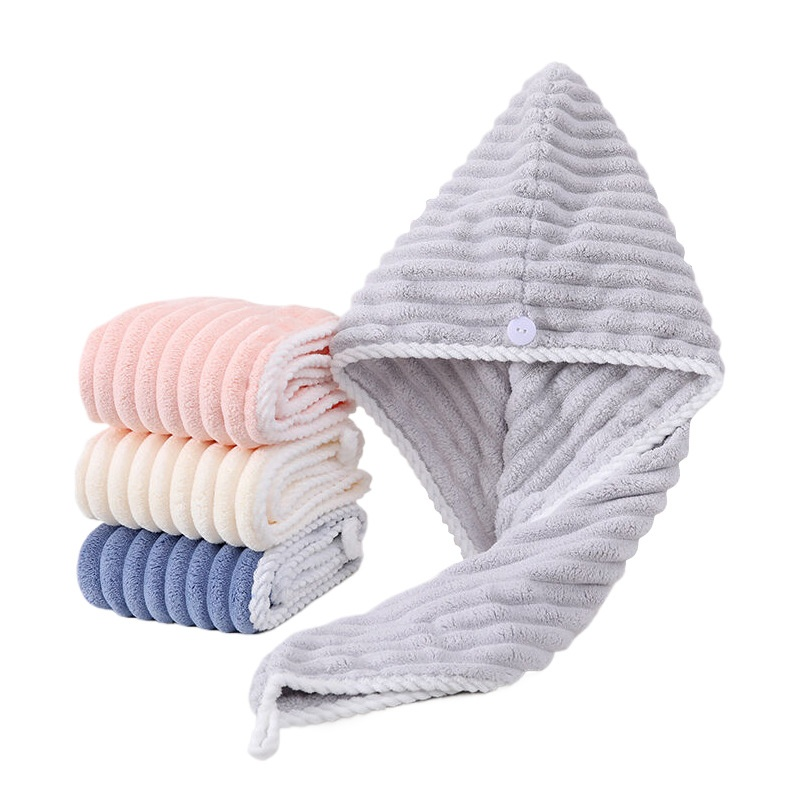 Ladies’ Thick Coral Fleece Absorbent Quick-Drying Hair Drying Cap