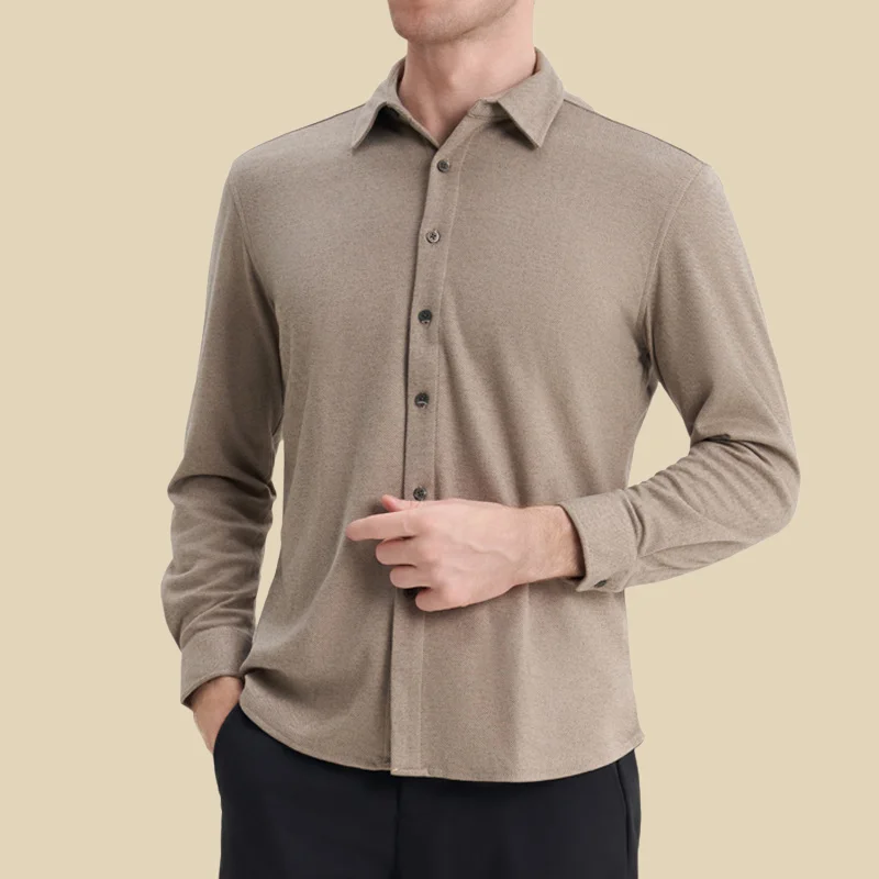 加絨自發熱商務休閒襯衫