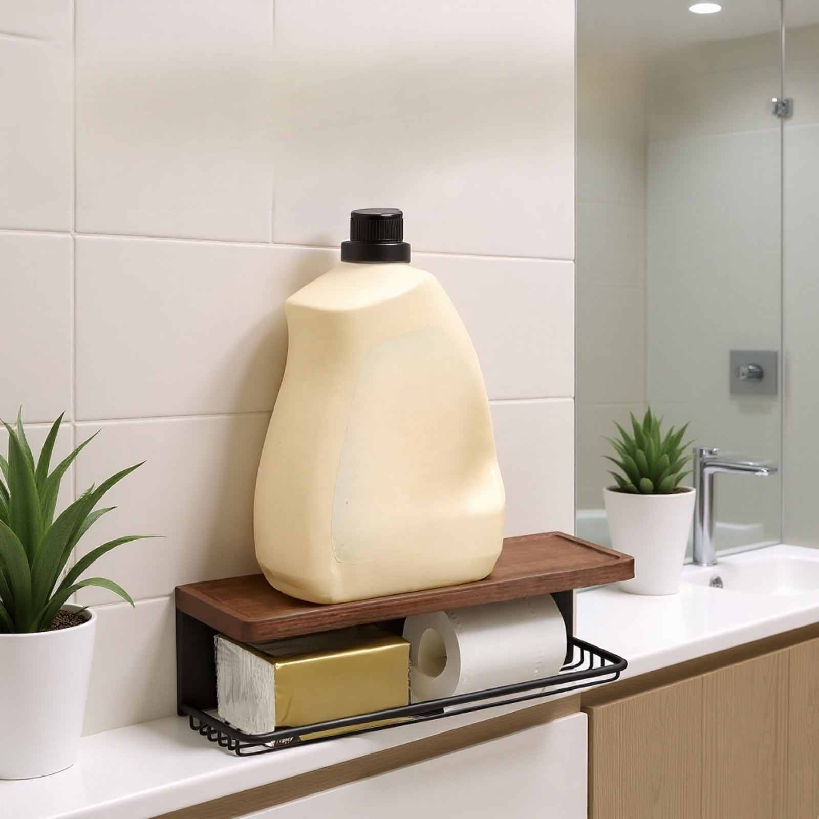 월넛 욕실 티슈 박스