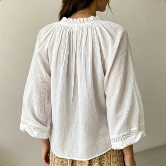 Stilvolle Sommerbluse mit Puffärmeln für Damen