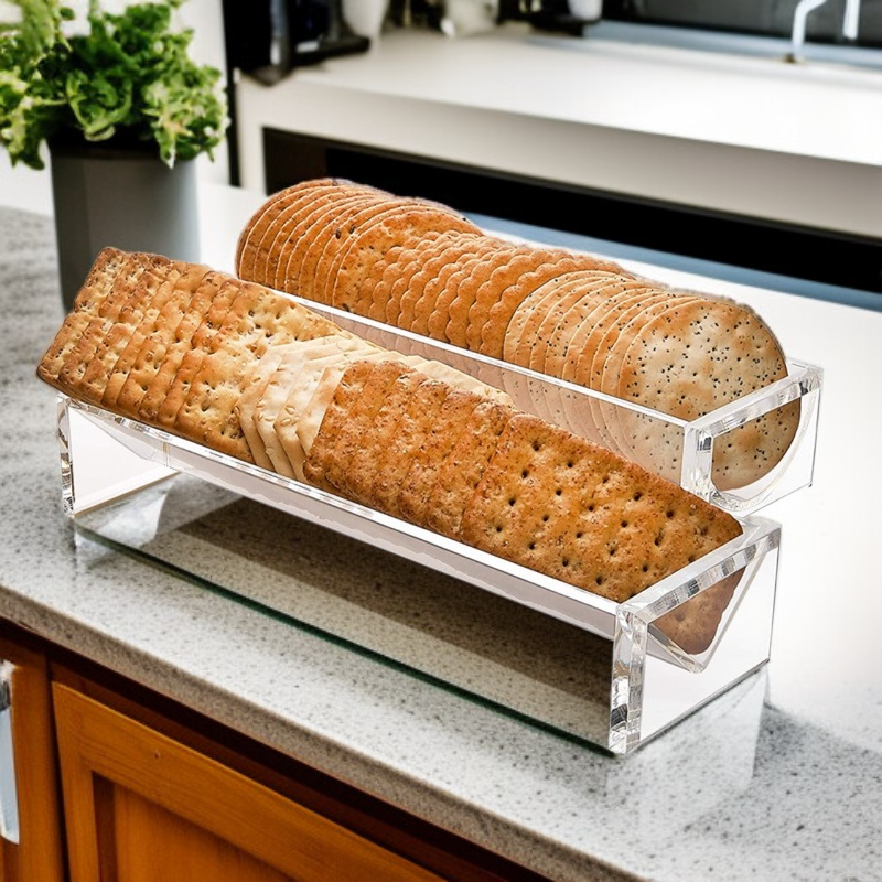 صينية عرض مستطيلة من الأكريليك للطعام والحلويات والفواكه والبسكويت