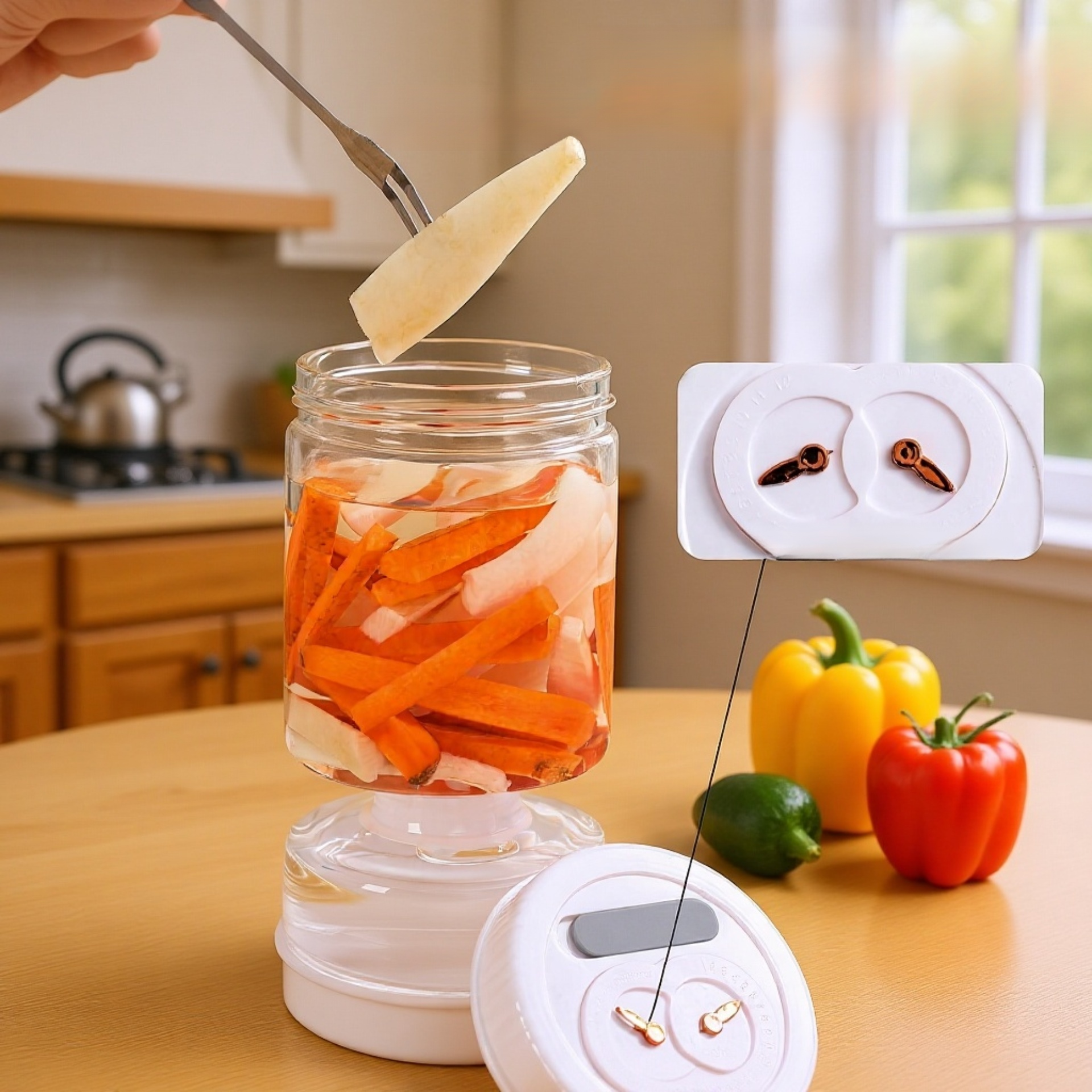 ピクルス瓶のユニークな形状を強調した画像