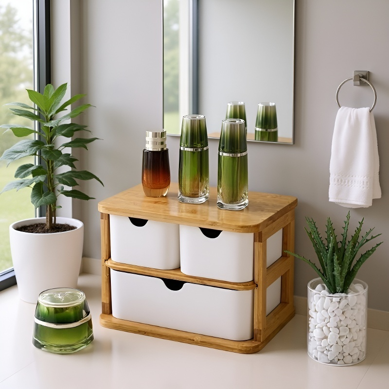 生分解性の竹と木の収納ボックス