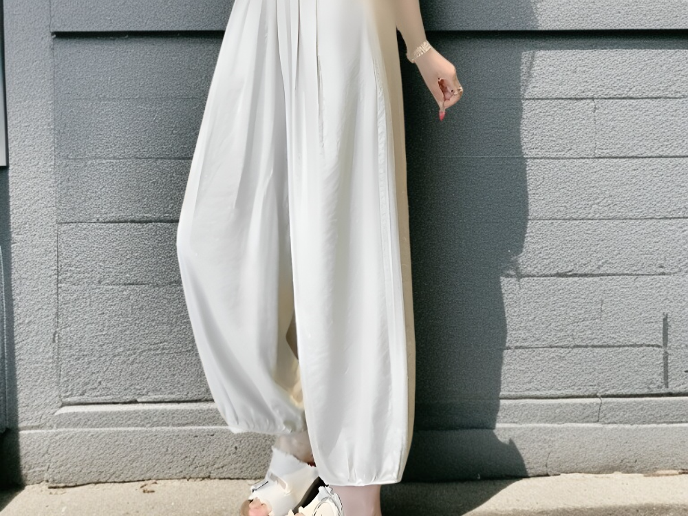 여성 얇은 배기 팬츠 드롭 박시 빅사이즈 패션 아이스 벌룬 팬츠 캐주얼 배기 팬츠