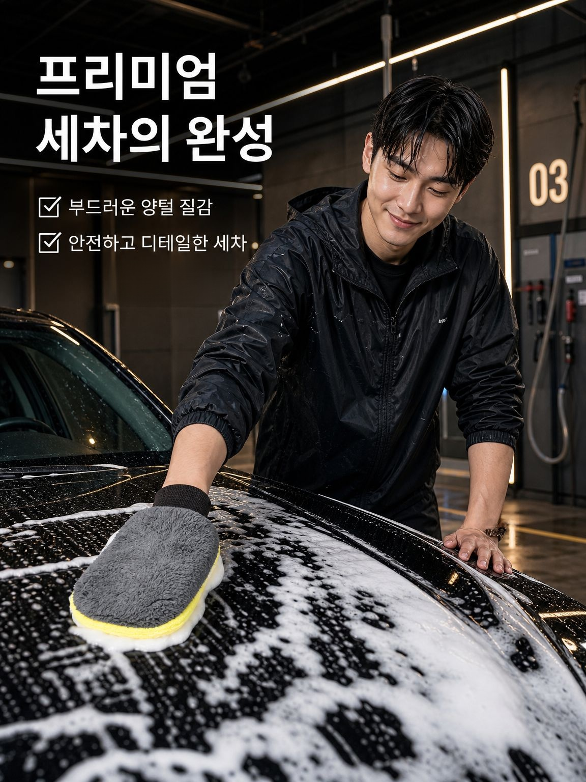 두꺼운 양모 세차 장갑 곰발바닥 거품 닦이