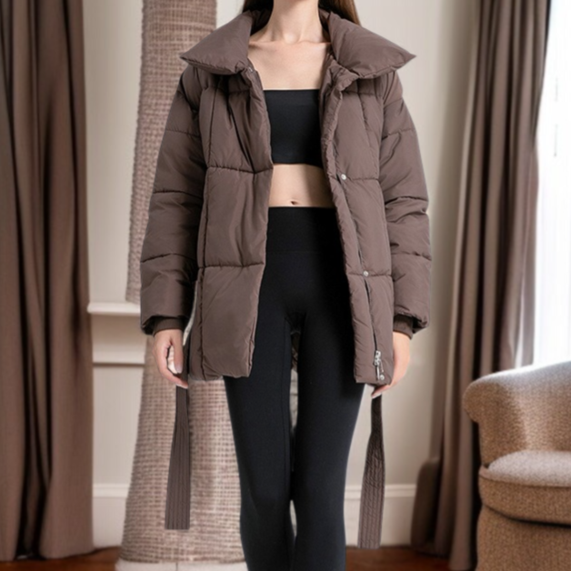 여성 하프 패딩 아우터 허리 여리여리 도톰 패딩 박시 패딩