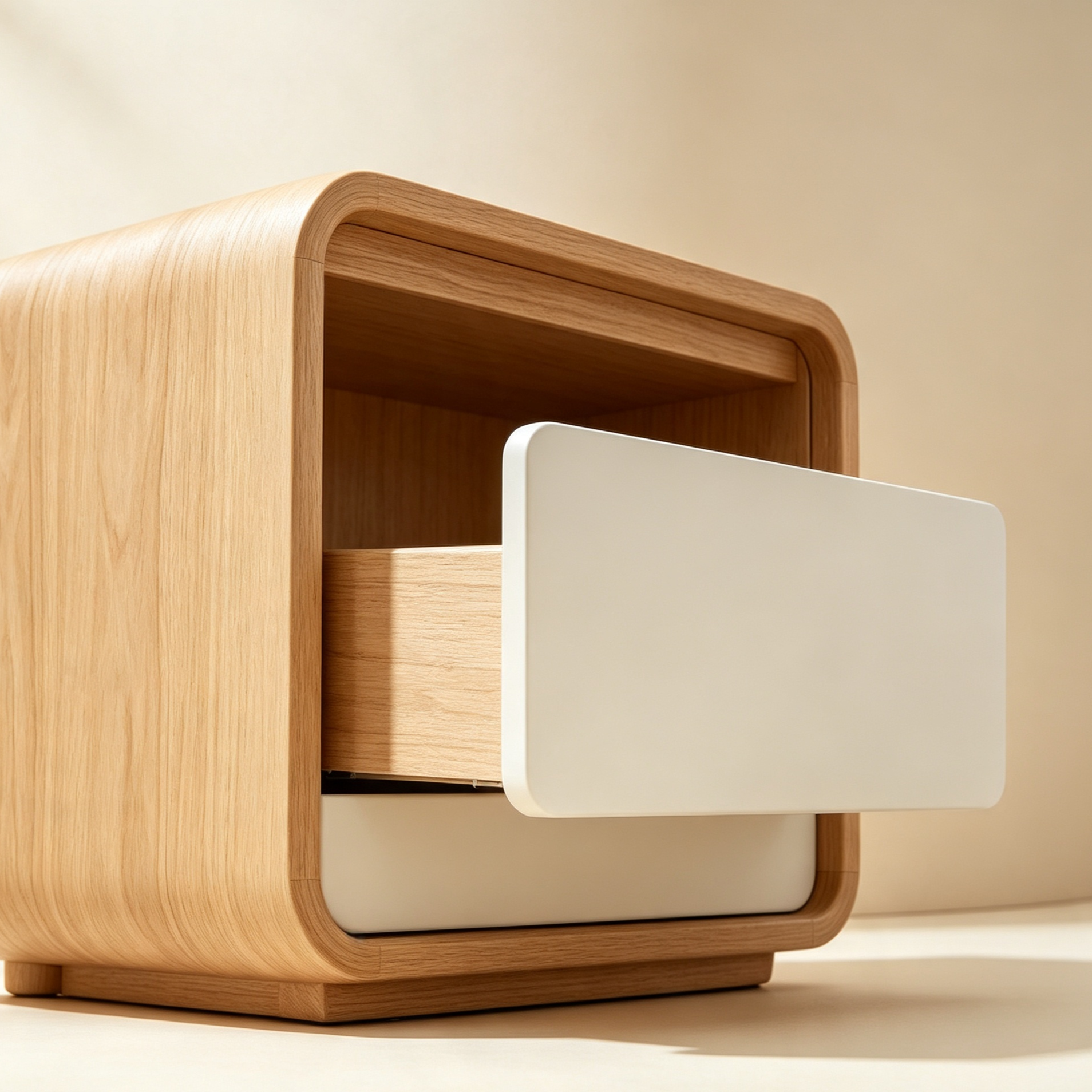 Compact nightstand with open shelf