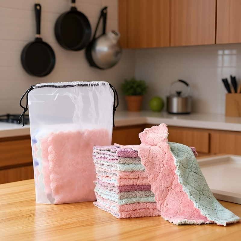 Doppelseitiges, verdicktes Mikrofaser-Küchentuch aus Coral Fleece