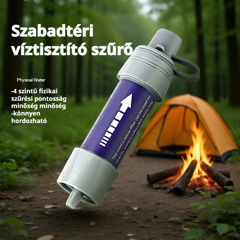 Hordozható víztisztító szívószál kültéri kempingezéshez és vészhelyzetekhez