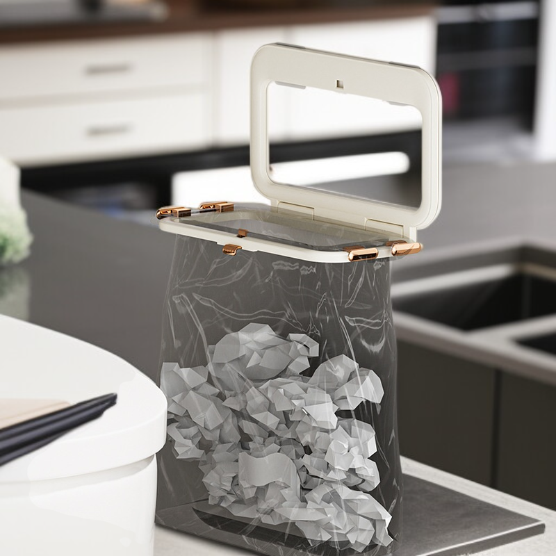 رف أكياس القمامة القابل للطي للمطبخ