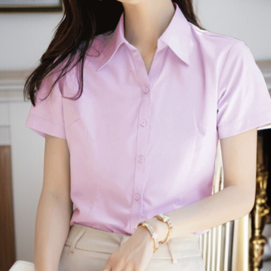 여성 작업복 대나무 긴팔 화이트 셔츠 반팔 셔츠 상의 여성 작업복 대나무 긴팔 셔츠 상의