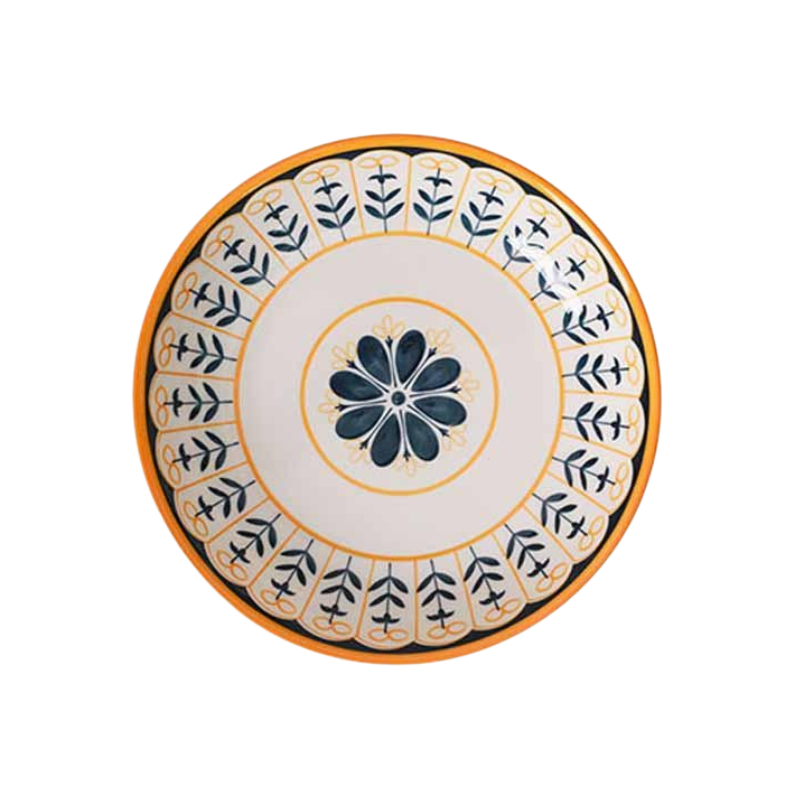 Gravierte Keramikschale und -teller