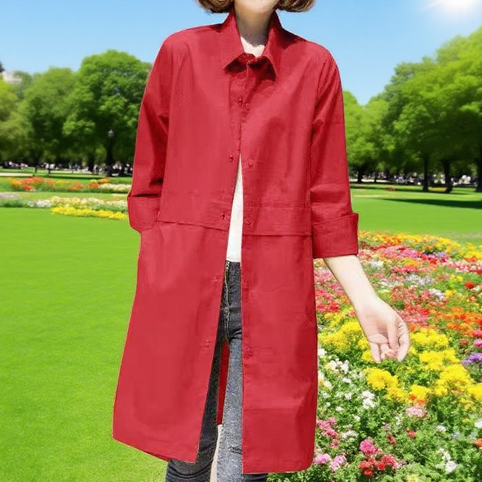 여성 캐주얼 미디엄 롱 트렌치코트