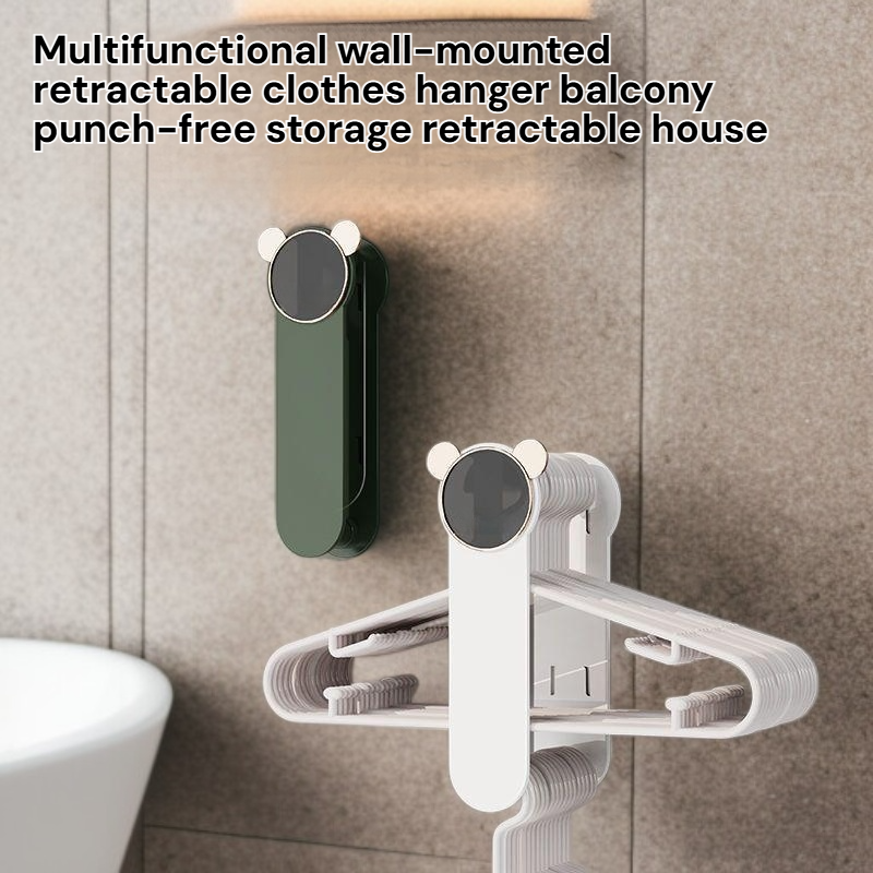 Punch-Free Retractable Clothes Hanger, Wall-Mounted Storage for Home Balcony