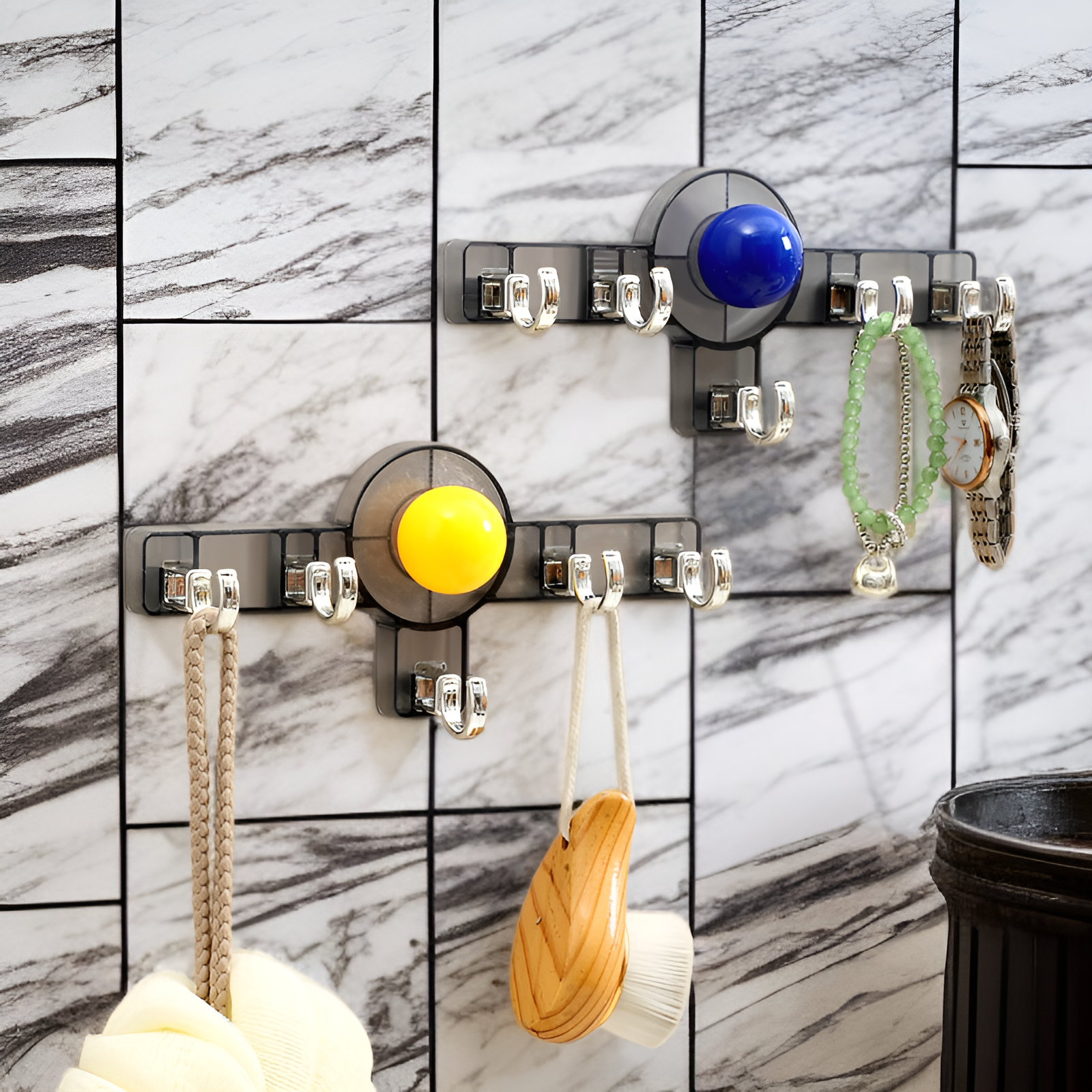 ตะขอติดผนังแบบแถวยาว ติดตั้งโดยไม่ต้องเจาะรู พร้อมตัวดูดสุญญากาศ