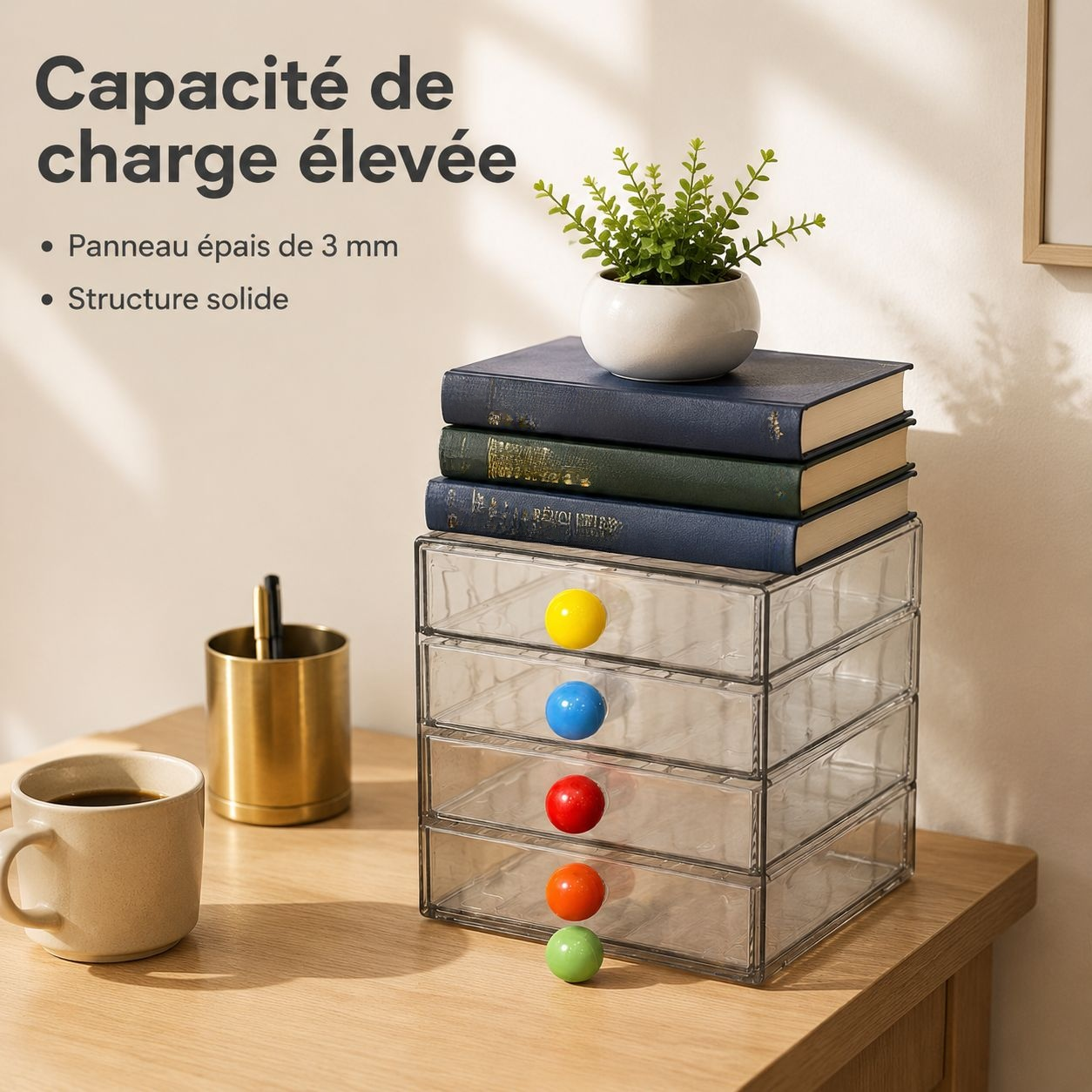 Boîte de rangement de bureau à tiroirs, multi-couches