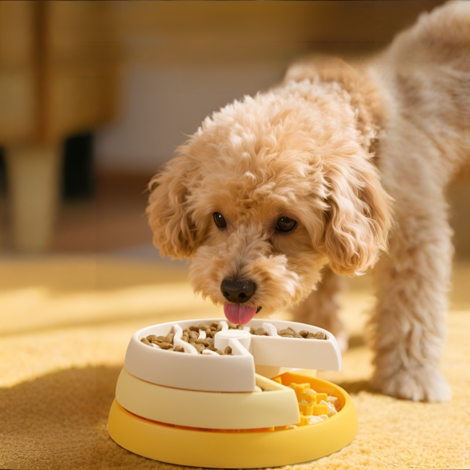 Starry Maze Pet Slow Feeder Bowl, Three-Tier Rotating Fun Design