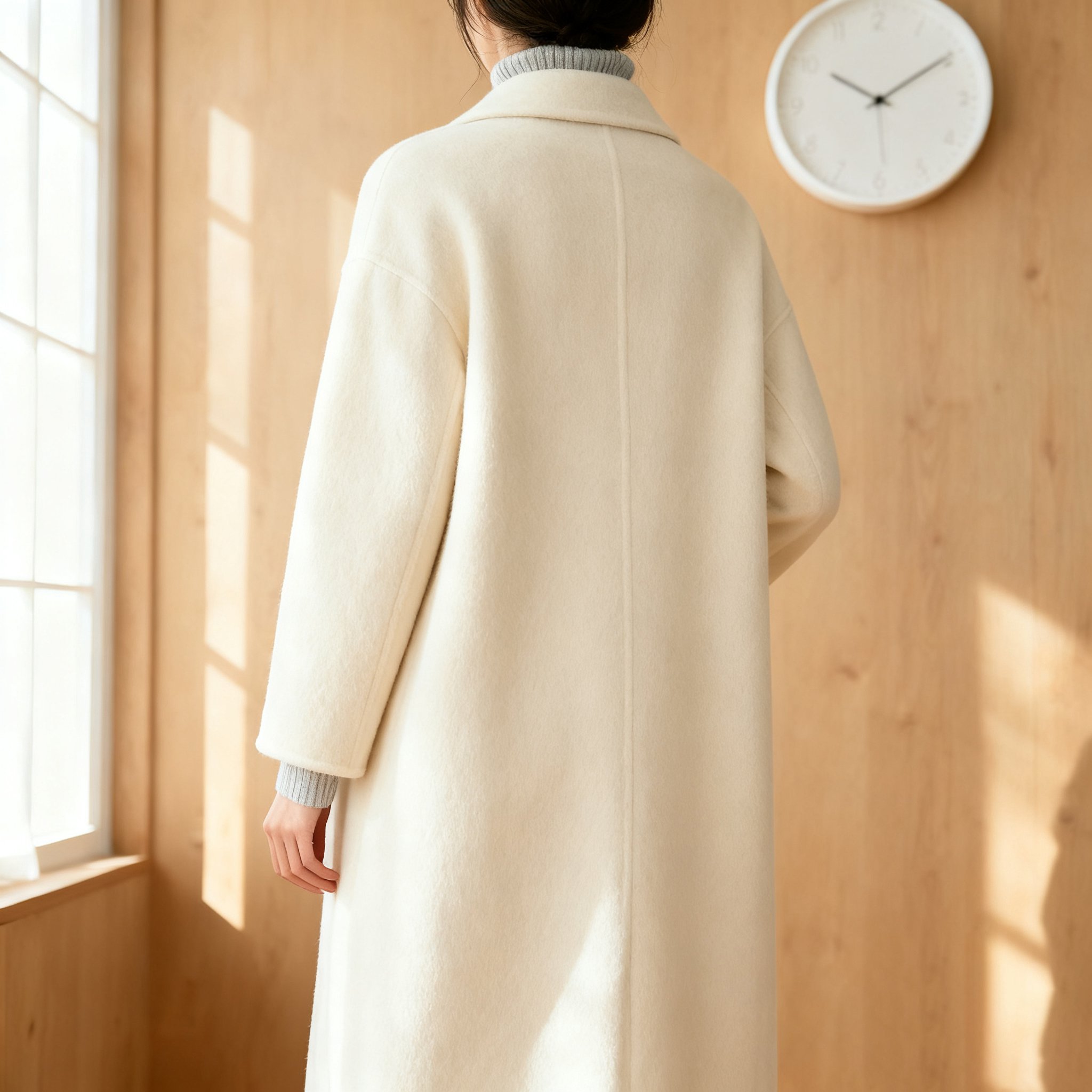 上品なシルエットのミディアム丈コート