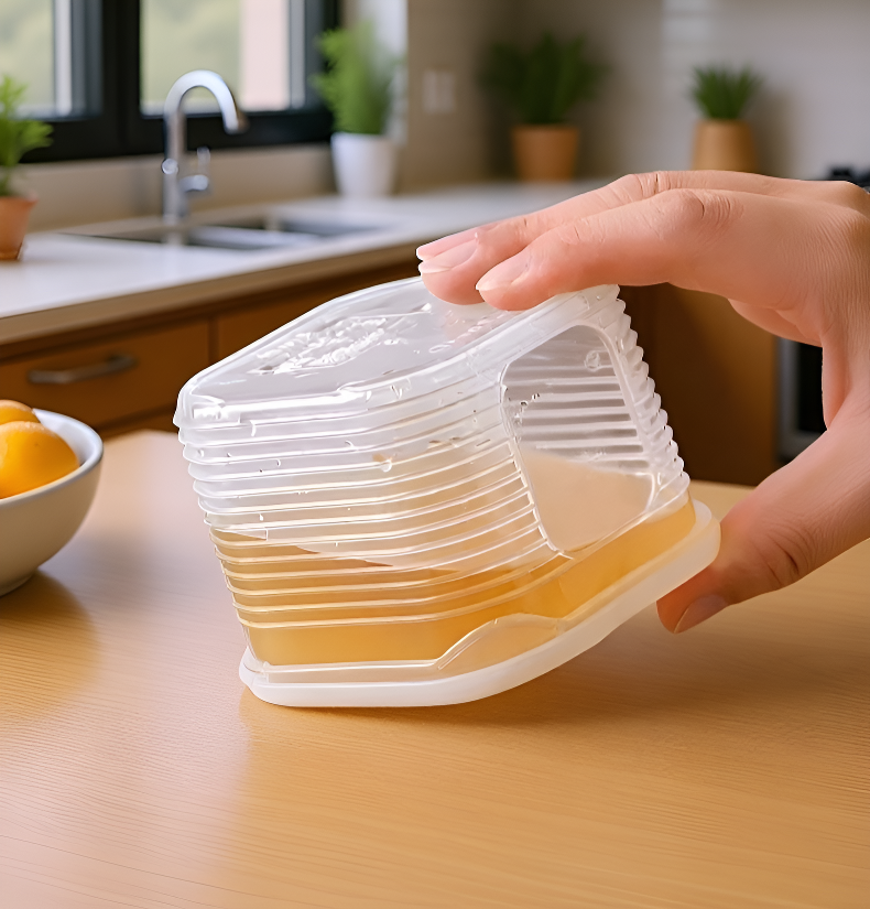 다양한 크기의 냉동 수프 용기 세트