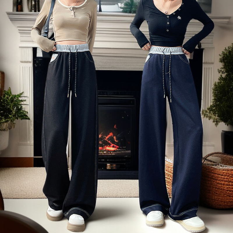 Wide Slim Straight Fit Chino Denim Pants