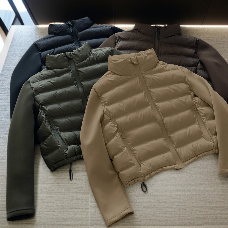 여성 추동 패션 얇은 패딩 코트 하이넥 패딩 상의 갈비 코트