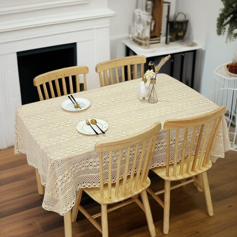  빈티지 베이지 레이스 식탁보, 후아나야 테이블커버