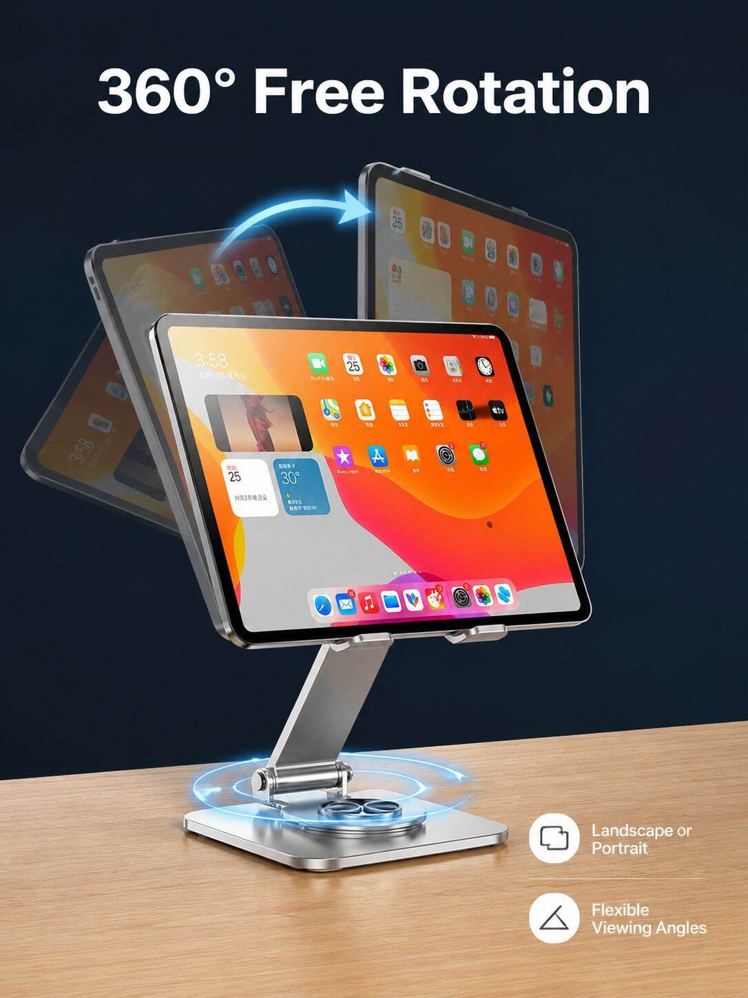 Multifunctional Tablet Stand 360° Rotating Portable Foldable Holder