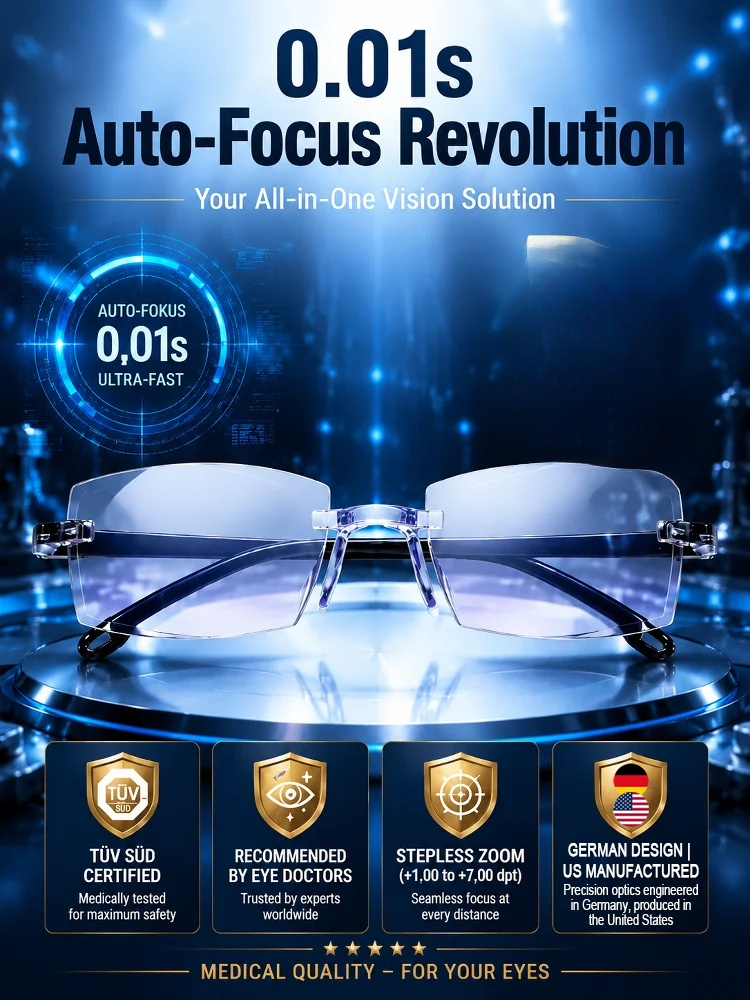 0.01s Auto-Focus Progressive Glasses +1.00~+7.00D Stepless for Reading & Driving