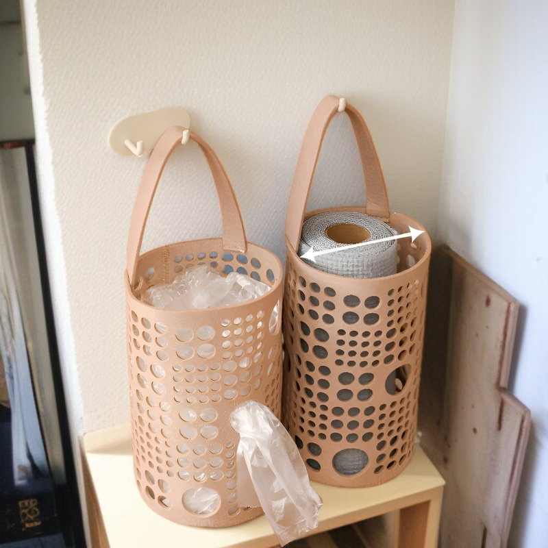キッチンゴミ袋収納吊り下げバッグパンチフリー壁掛けビニール袋ペーパータオル多機能収納バッグ