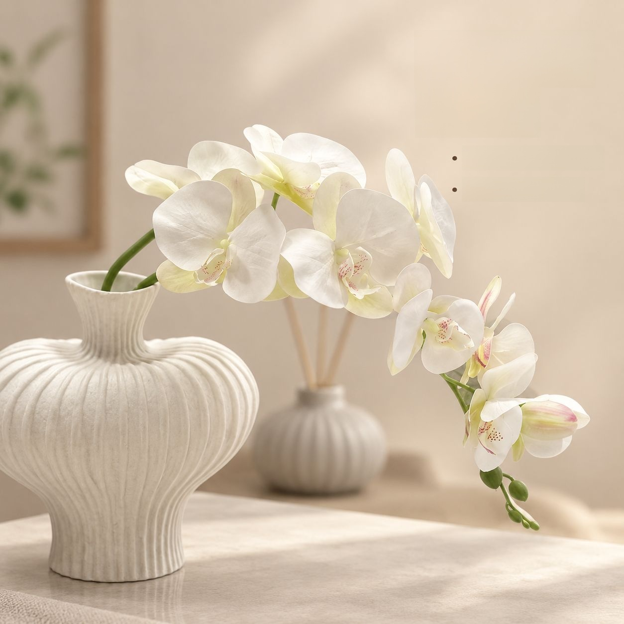 Flower desk decoration displayed beside a computer