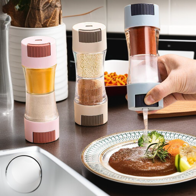 Hordozható mini fűszertartó doboz konyhai sóadagoló nyomófejjel