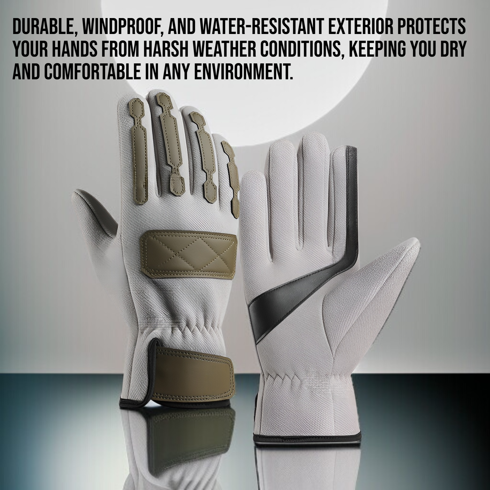 Men's autumn and winter velvet warm riding gloves front view