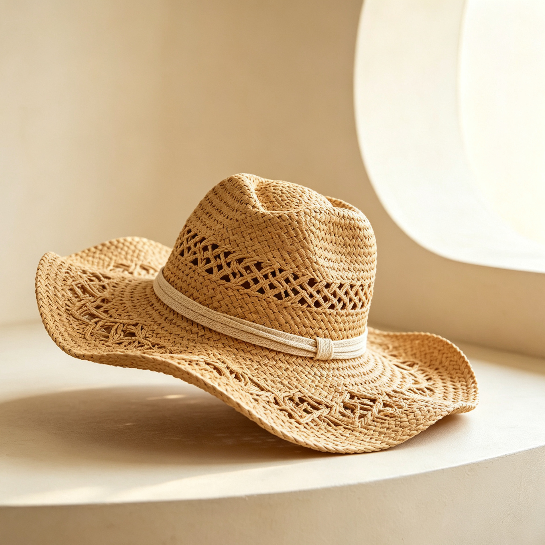 Openwork woven vacation straw hats (3 pieces)