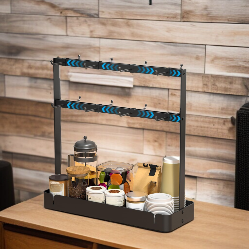 取り外し可能なフックコーヒーカップラックホームキッチン多層パンチフリーマグラック雑貨収納ラック