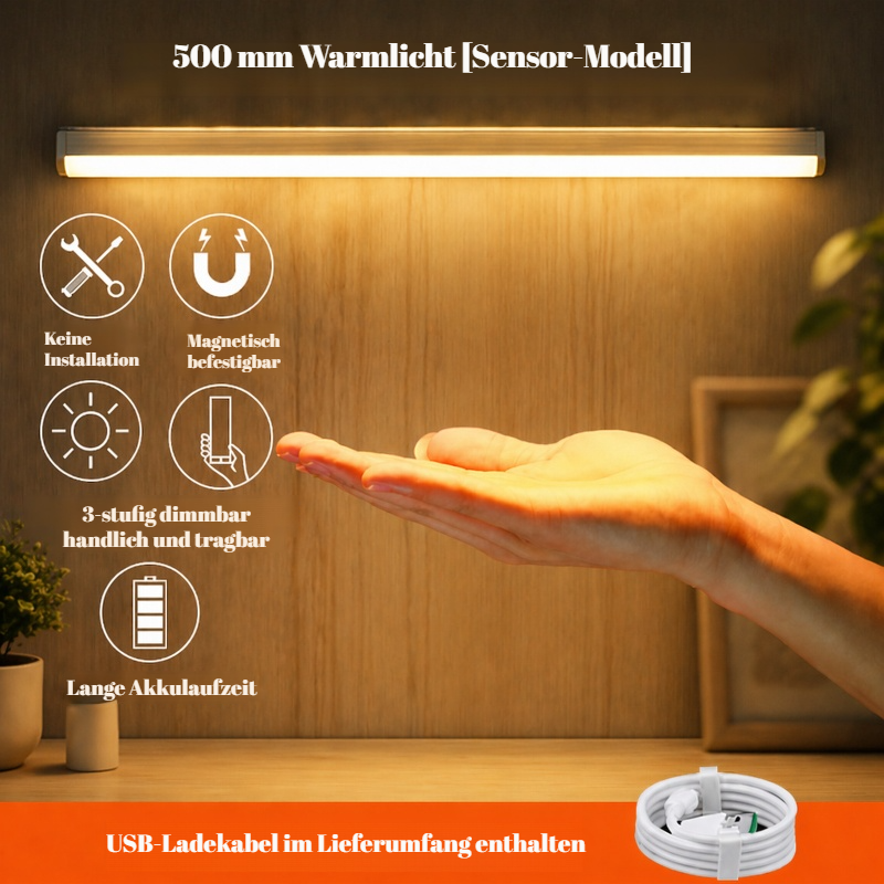 LED Intelligentes Nachtlicht mit Bewegungssensor, magnetisch und kabellos, länglich