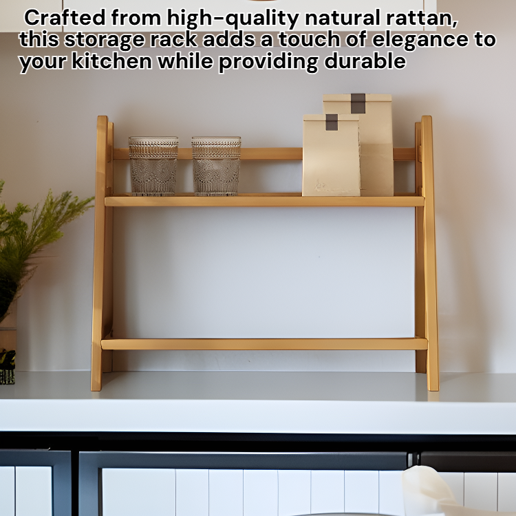 Multifunctional rattan storage rack for kitchen