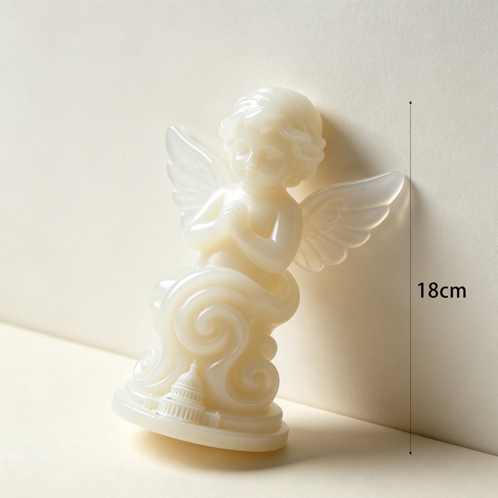 Handcrafted angel figurine with cloud motif