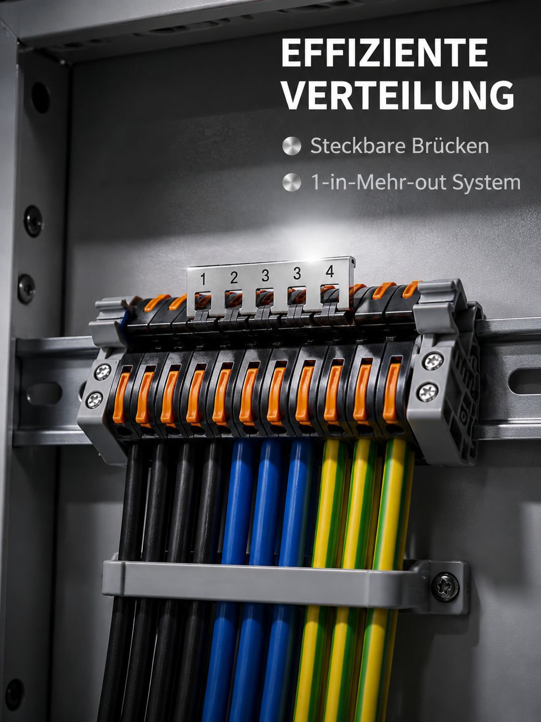 Hutschienenmontierbarer Druckanschluss-Verteilerblock